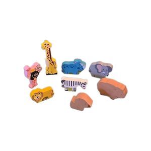 Vintage Hand Painted Wood Animals Figures Set 8 Imagination Play Kids Baby Zoo
